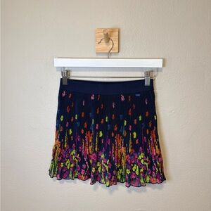 Aeropostale Navy Floral Pleated Mini Skirt